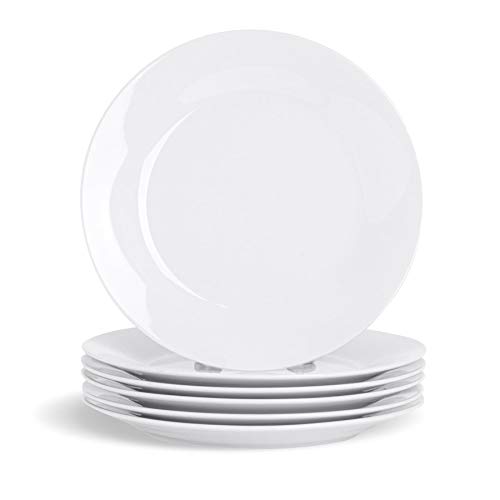 Argon Tableware Juego de Platos de Postre Blancos - Borde Ancho - 190 mm - Pack de 6