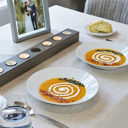 Argon Tableware Juego de Platos hondos Blancos para Sopa o Pasta - Borde Ancho - 230 mm - Pack de 6