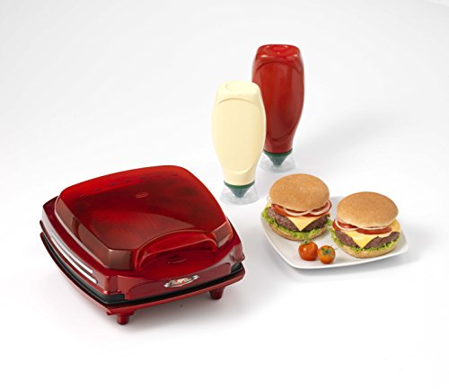 Ariete 185 MAQUINA DE HAMBURGUESAS PARTY TIME, 1200 W, Grate + Griddle, Negro, Rojo