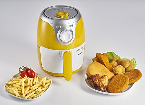 Ariete 4615 - Mini freidora saludable Airy, sin aceite, temporizador,1000 W, amarillo y blanco