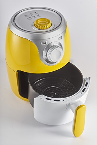 Ariete 4615 - Mini freidora saludable Airy, sin aceite, temporizador,1000 W, amarillo y blanco