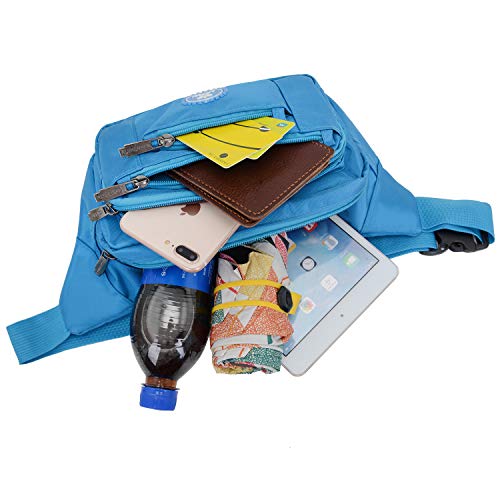 Ariineer Impermeable Riñoneras Hombre Mujer Grandes Riñoneras de Marcha Running de Acampada y Marcha Bolsos de Gimnasio Bolsos Bandolera para Hombre Mujer (Azul)