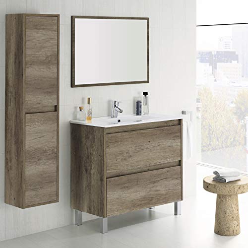 ARKITMOBEL 305070H - Mueble Lavabo Dakota, Columna de baño 2 Puertas Acabado en Color Nordik, Medidas: 30 cm (Largo) x 140 cm (Alto) x 25,5 cm (Fondo)