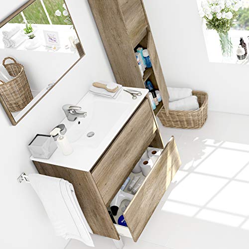 ARKITMOBEL 305070H - Mueble Lavabo Dakota, Columna de baño 2 Puertas Acabado en Color Nordik, Medidas: 30 cm (Largo) x 140 cm (Alto) x 25,5 cm (Fondo)