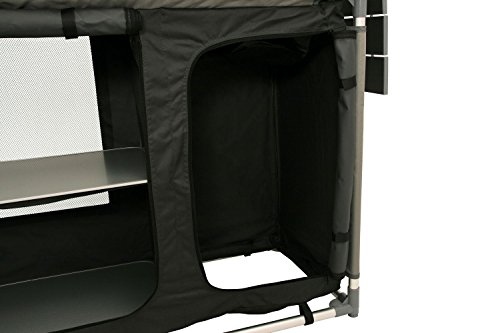 Armario para cocina de acampada con estructura de aluminio, protección contra salpicaduras y lavabo de CampFeuer, aprox. 117 x 50 x 111 cm (largo x ancho x alto)