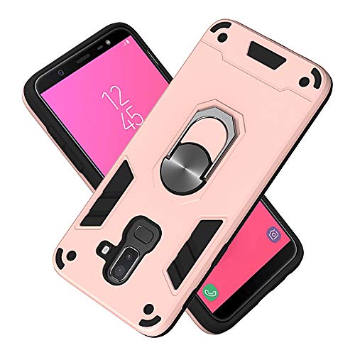 Armor - Carcasa para Samsung Galaxy J8 (2018), diseño de anillo de teléfono (2 en 1, policarbonato y TPU, doble capa)