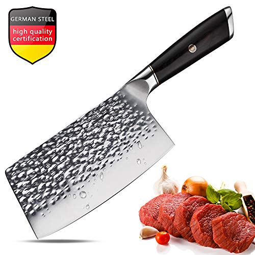 Aroma House Cuchillo de cocina Cuchillo de cocinero chino Acero inoxidable Cuchillo de acero alemán de alto carbono con hoja afilada para cocina y restaurante