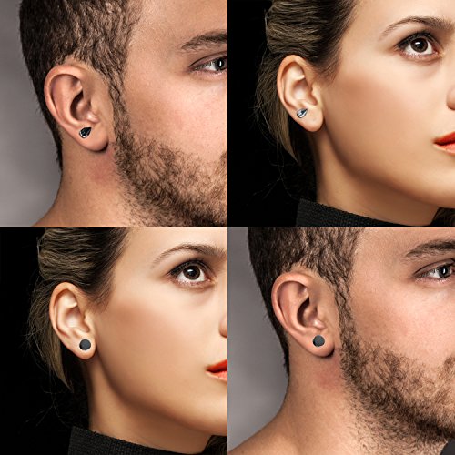 Aroncent Pendientes Magnéticos de Acero Inoxidable Quirúrgico para Oído sin Agujero Punk Rock Chulo Aretes sin Pin Plugs Forma de Pesas Bala para Hombre Mujer Unisex 6mm 6PCS