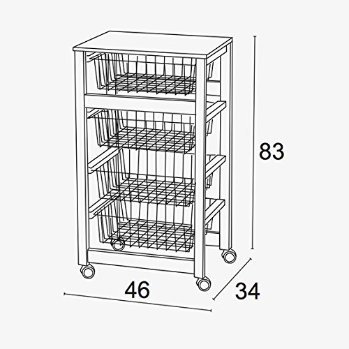 Arredamenti Italia Carrito de Cocina GINGERONE, Madera - 4 cestas - Color: Blanco Ar-It il Cuore del Legno