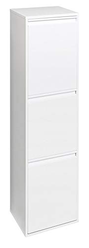 Arregui Basic CR301-B Cubo de Basura y Reciclaje de Acero de 3 Compartimentos, Blanco, 133.5 x 30.5 x 24.5