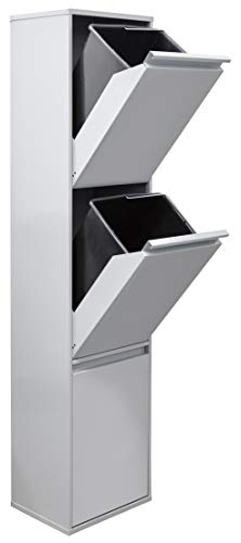 Arregui Basic CR302-B Cubo de Basura y Reciclaje de 3 Compartimentos, Gris Claro, 133,5 x 30,5 x 24,5 cm