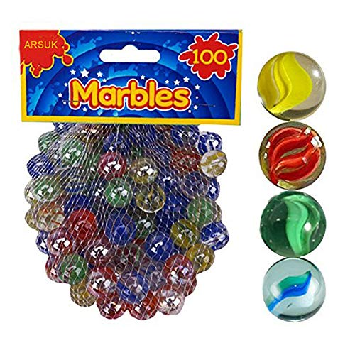 ARSUK Cat'S Eye Color Glass Marble Runs, Viene en una Bolsa, protección contra daños, Juguetes Deportivos y Juegos al Aire Libre (100 Piezas de mármol de Color)