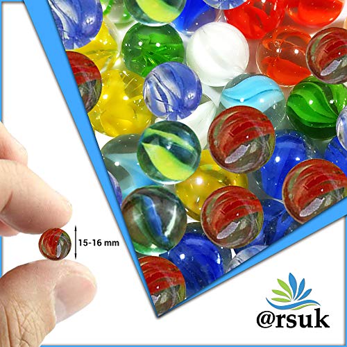 ARSUK Cat'S Eye Color Glass Marble Runs, Viene en una Bolsa, protección contra daños, Juguetes Deportivos y Juegos al Aire Libre (100 Piezas de mármol de Color)