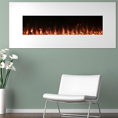 Art Flame, Chimenea eléctrica de pared Madrid blanco, Calefacción de superficie 15 m², Control Remoto …