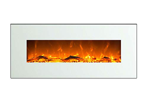 Art Flame, Chimenea eléctrica de pared Madrid blanco, Calefacción de superficie 15 m², Control Remoto …