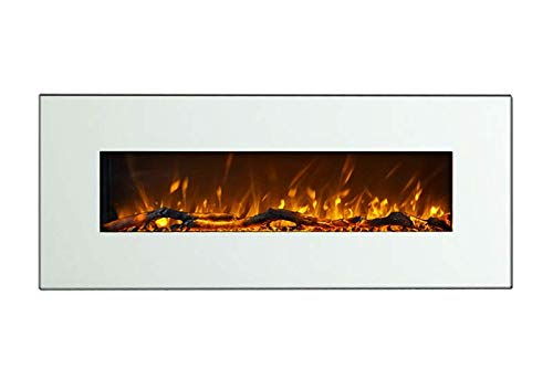 Art Flame, Chimenea eléctrica de pared Madrid blanco, Calefacción de superficie 15 m², Control Remoto …