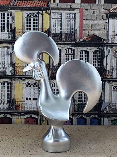 Art In Fact Gallo de Barcelos en Cerámica Tradicional Portuguesa, Plata - 10cm