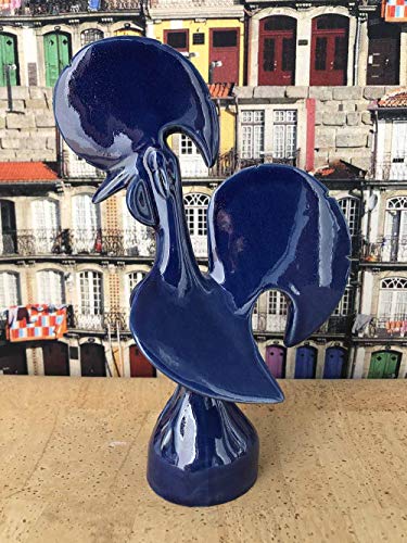 Art In Fact Gallo de Barcelos en Cerámica Tradicional Portuguesa, Plata - 20cm