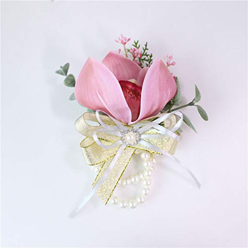 Arte flor ramillete novio Boutonniere muñeca nupcial corsés blanco amarillo solapa Pin dama de honor orquídea flor pulsera suministros de boda