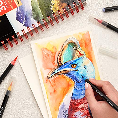 Arteza Cuadernos de acuarela | 13,9x21,6 cm | Pack de 3 blocs de 30 hojas | Papel de acuarela Arteza | Grosor 300 gsm| Color blanco, sin ácido, ideal para acuarelas, medios secos y técnicas mixtas