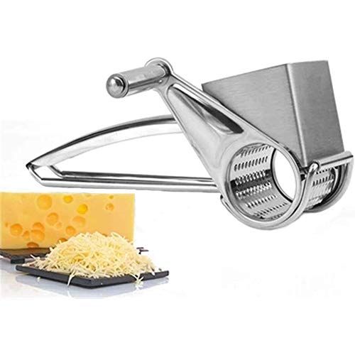 Artículos Para Mascotas Cama, Queso Rotary Rallador De Acero Inoxidable De Alimentos Rallador Con Grueso De Queso De Ajo Galleta De Jengibre Zanahoria Enjoy Fun De Cocinar Completamente,Plata