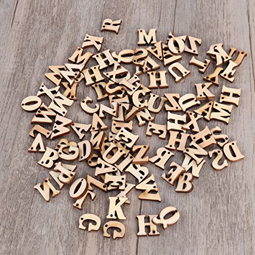 ARTLILY 100 piezas de madera del alfabeto letras con agujeros recortes de madera sin terminar para Patchwork Scrapbooking artesanía