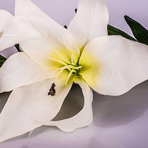 artplants.de Lirio Artificial con 2 Flores, Blanco, 95cm, Ø 15cm - Flor Decorativa - Planta sintética