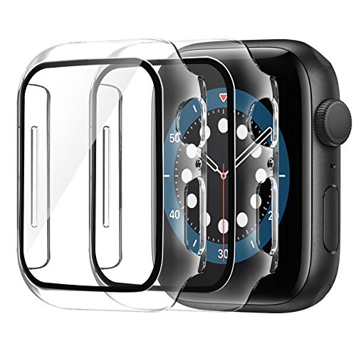 AsBellt Protector Pantalla para Apple Watch 44mm Series 6 5 4 SE (2 Piezas)Cristal Templado,Funda de iWatch 44mm Serie 6/5/4/SE Hermès, Nike+ Edition