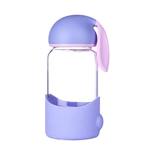 AsDlg Linda Copa de Cristal Creativa Mini Taza de Viaje Al Aire Libre A Prueba de Fugas Resistente al Calor Tetera Transparente Caldera Portátil Botella de Agua (Color : Azul)