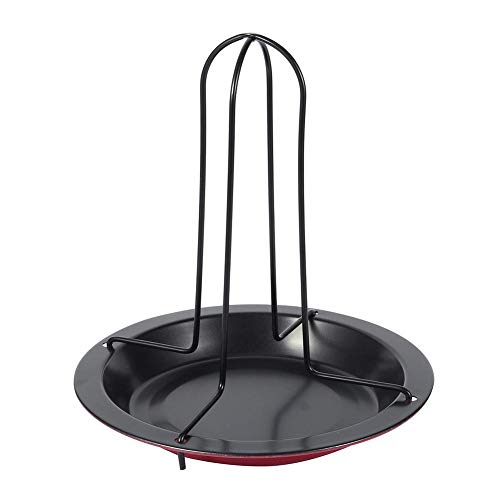 Asixx Soporte para asador de Pollo, Antiadherente Parrilla de cocción Vertical para Pollo con asadera para Asar Fiesta de Barbacoa Bandeja para asador Cesta Bandeja Soporte para asador de Pollo