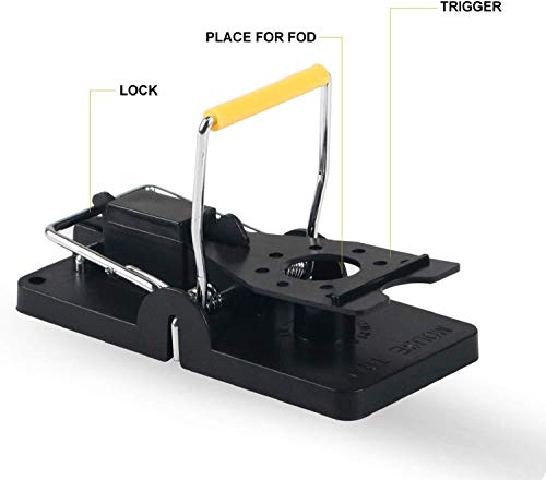 ASPECTEK Trampa para Ratones, Trampas a Presión Reutilizables de Fácil Instalación, Paquete de 6, Interior, Plástico, Negro