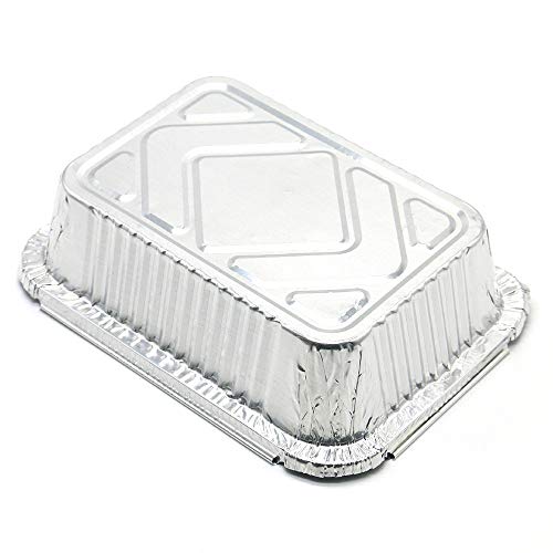 ASSR - Bandeja de aluminio desechable, bandeja de grasa para parrilla, con tapas para restaurante, barbacoa, catering, hornear, asar, 19,5 x 14 x 5,5 cm, paquete de 30