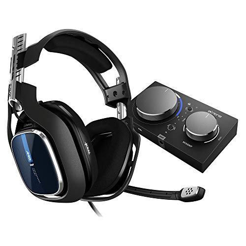 ASTRO Gaming A40 TR Auriculares alámbricos y MixAmp Pro TR, 4ta gen., ASTRO Audio V2, Dolby Audio, micrófono intercambiable, control de balance de juego/voz, para PS5, PS4, PC, Mac - Negro/Azul