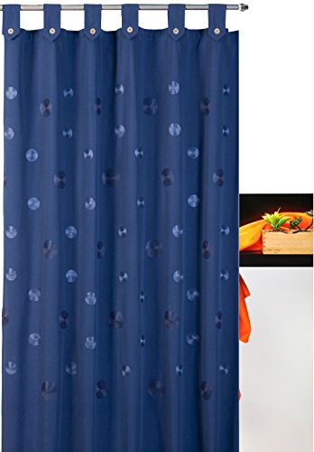 atenas home textile Cortina de baño Bordada con Trabillas Camelia 35% algodón 65% poliéster - 140x200 - Azul