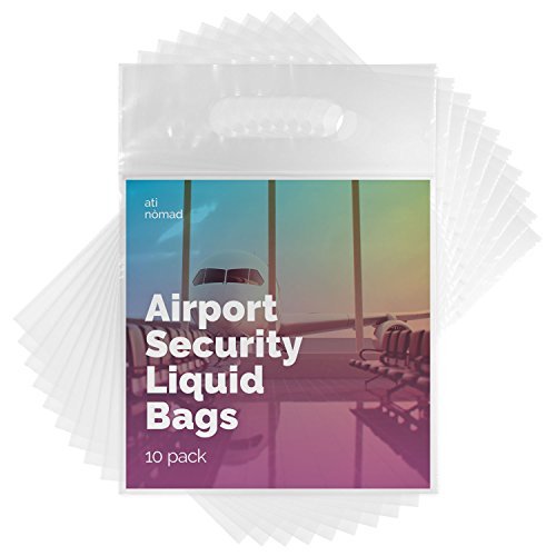 Ati Nomad Neceser recerrable para líquidos para el equipaje de mano, conforme con las normas de seguridad aeroportuaria – pack de 10