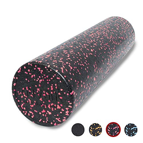 ATIVAFIT rodillo de espuma para ejercicio, colores moteados, rodillo muscular extra firme de alta densidad para terapia física, masaje muscular de tejido profundo, color negro /rojo, tamaño 15*90