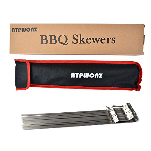 ATPWONZ 10 pcs Pinchos de Barbacoa de Acero Inoxidable 43 cm con Oxford Bolsa de Almacenamiento