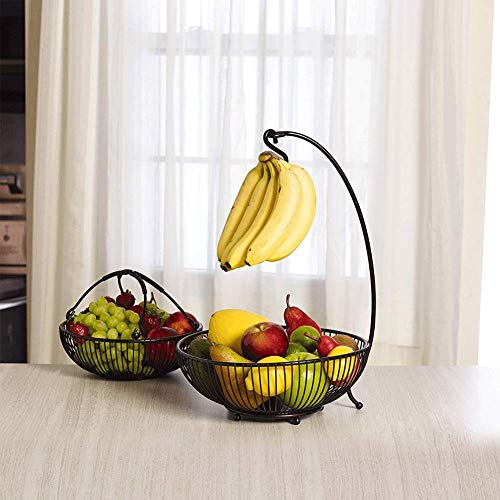 ATRNA Frutero con Gancho, Práctica Cesta de Alambre de Metal para Frutas, Organizador Decorativo de Armario de Cocina para Almacenamiento de Frutas y Alimentos