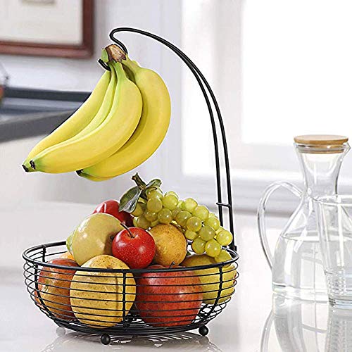 ATRNA Frutero con Gancho, Práctica Cesta de Alambre de Metal para Frutas, Organizador Decorativo de Armario de Cocina para Almacenamiento de Frutas y Alimentos