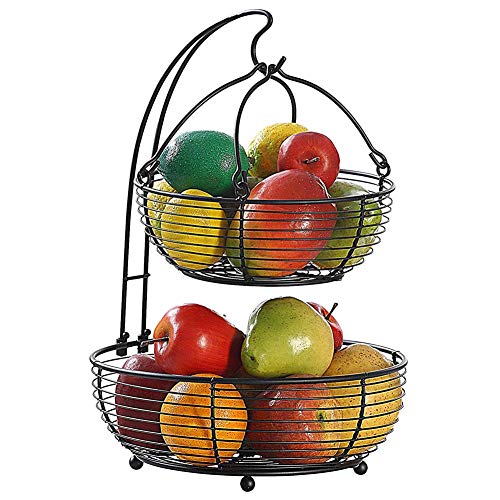 ATRNA Frutero con Gancho, Práctica Cesta de Alambre de Metal para Frutas, Organizador Decorativo de Armario de Cocina para Almacenamiento de Frutas y Alimentos