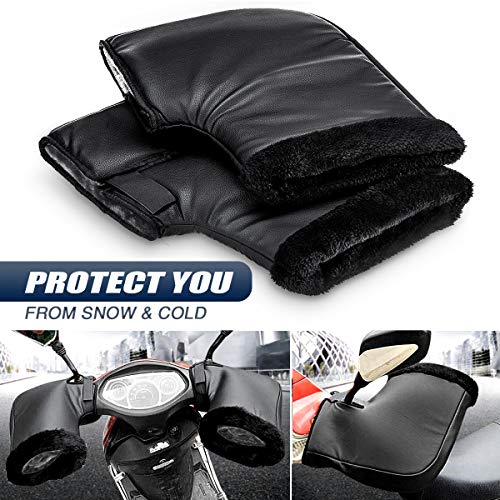 Audew Manoplas de Moto Manillar Protector con Lana e Algodón, Guantes de Moto Invierno Impermeable al Viento para Moto Scooter