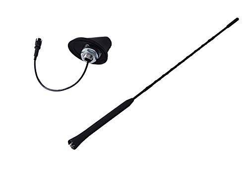 Audioproject ® Audi OPro 32406 A282 – Antena de Varilla Corta 18 cm Antena de Techo Varilla 16 V Am FM Raku2 + Amplificador – VW Golf 4 5 6 7 Passat Polo Touran Opel Corsa Astra Ford Seat Skoda