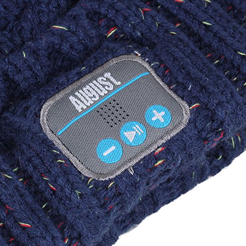 August EPA30 Gorro Bluetooth Beanie de Invierno con Auriculares Bluetooth Estéreo, Micrófono, Sistema Manos Libres y Batería Interna Recargable Compatible con Teléfonos Móviles y Tablets