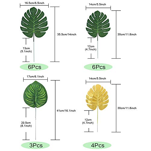 Auihiay - Juego de 70 hojas artificiales de palmeras para decoración de fiestas de la selva, cumpleaños y fiestas hawaianas