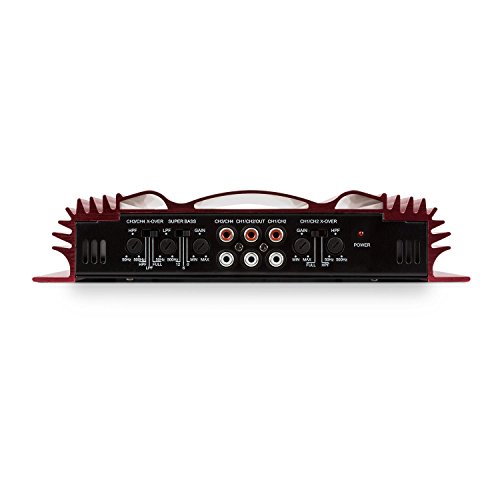 auna C500.4 Sharp Edition - Amplificador Hi-Fi , Transformador de Salida de 4 Canales , Amplificador de Coche , 4x65W de Potencia Media , Regulador de Graves y Agudos , Frecuencia 10Hz-30kHz , Rojo