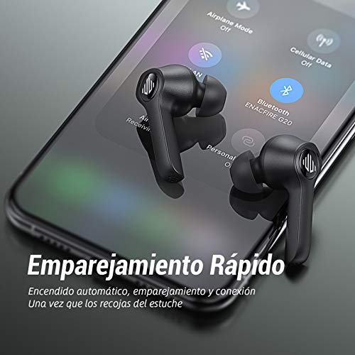 Auriculares inalámbricos Bluetooth ENACFIRE G20 de IPX 8, 8 Horas Permanente de reproducción, Doble micrófonos, cancelación del Ruido CVC8.0, Ligero, Control táctil, Audio sin pérdidas de Apt-X Libre