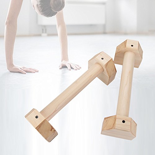 auspilybiber Juego De 2 Parallettes Madera, Barras Push Up, Barra De Soporte De Carga De 32 Cm 300 Kg con Alfombrilla Antideslizante En La Parte Inferior, Barras Paralela De Gimnasio Yoga Agreeable