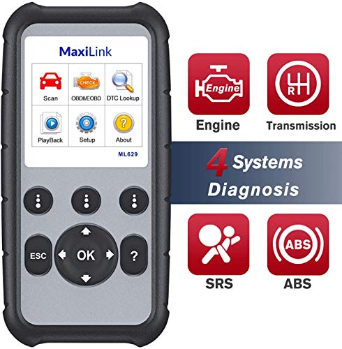 Autel MaxiLink ML629 Lector de Código de Coche Escáner OBD2 + ABS/SRS/Motor/Transmisión Herramienta de diagnóstico,Versión actualizada de ML619/AL619