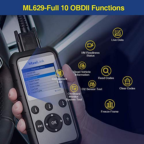 Autel ML629 MaxiLink OBD2 escáner de Coche con búsqueda DTC, Prueba preparada, Software de diagnóstico de transmisión de Motor ABS SRS y actualización en línea Incluido (versión actualizada de ML619)