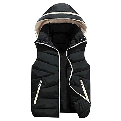 Autumn Winter Vest Women Hooded Sleeveless Down Cotton Jacket Parka Thick Keep Warm Padded Vests Black M